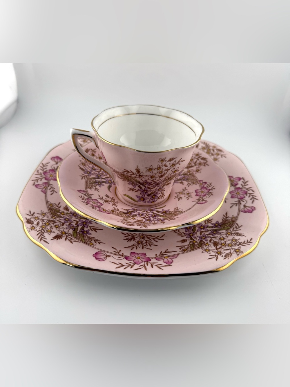 Vintage Rosina Pink Teacup Trio Pattern 5067 | 1950s English Fine Bone China Set